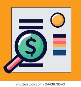 Vector icon for financial report analysis. Finance and bank concept.
