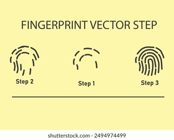 vector icon fingerprint step by step scan illustration
