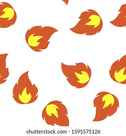  Vector icon fire, flames. A symbol of fire, hot. Multicolored illustration  seamless pattern on a white background.