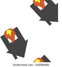 Vector icon fire in house. Illustration of fire hazard seamless pattern on a white background. Layers grouped for easy editing illustration. For your design