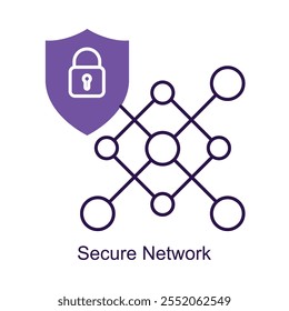 Vector icon for firewall-protected networks. Depicts security layers and connectivity to represent robust network safety.