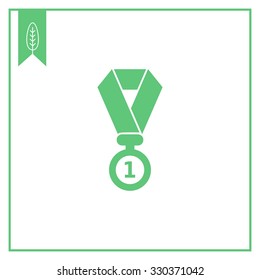 Vector icon of first place medal with number one
