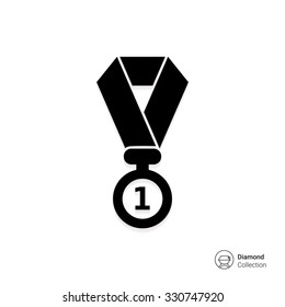 Vector icon of first place medal with number one