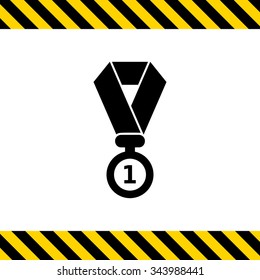 Vector icon of first place medal with number one