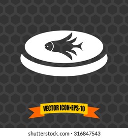 Vector Icon of Fish on Dark Gray Background. Eps.10.