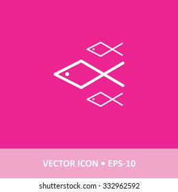 Vector Icon of fish on Magenta Background. Eps.10.
