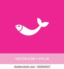 Vector Icon of Fish on Magenta Background. Eps.10.