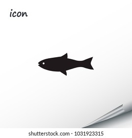 Vector icon fish on a wrapped silver sheet