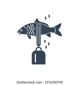 Vector icon fish processing, removing fish scales using electric fish scaler