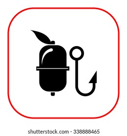 Vector icon of fishing float and hook