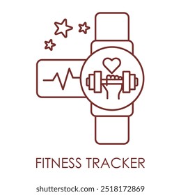 Vector icon for fitness tracker. Depicts a wrist-worn device designed to monitor fitness activities such as heart rate and step count.