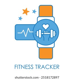 Vector icon for fitness tracker. Depicts a wrist-worn device designed to monitor fitness activities such as heart rate and step count.