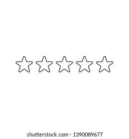 Vector icon of five stars. Black outlines.