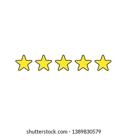 Vector icon of five yellow stars. 