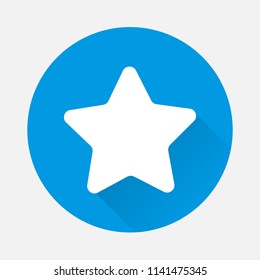 Vector icon  five-pointed star with rounded ends.Five-pointed star on blue background. Flat image soup a with long shadow. Layers grouped for easy editing illustration.  For your design.