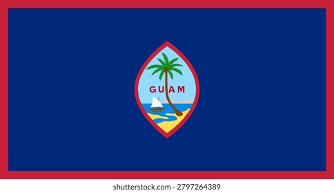 Vector icon with Flag of Guam island