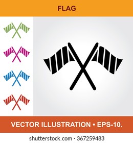 Vector Icon Of Flag With Title & Small Multicolored Icons. Eps-10.