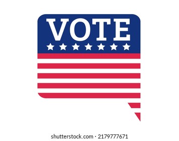 Vector icon with flag USA for for presidential elections. American flag with text of vote. Flag USA. Election 2024