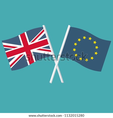 Vector icon flags of the Europe  and Kingdom of Great Britain and the European Union. 