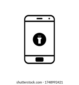 Vector icon flashlight on smartphone