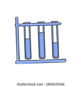 Vector icon flasks on stand. Laboratory beakers on white isolated background.