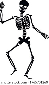 vector icon, flat dancing skeleton