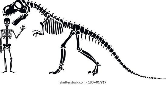 vector icon flat, dinosaur skeleton, stencil