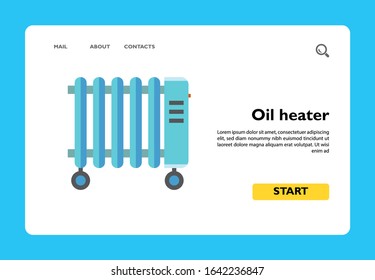 Vector icon of flat oil heater. Domestic heater, electric heater, household appliance. Heating cooling systems concept. Can be used for topics like heating system, electric appliances, technology