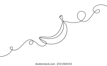 vector icon in flat single line style on white background with banana image
