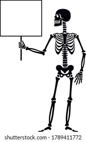 vector icon flat, skeleton with banner, stencil