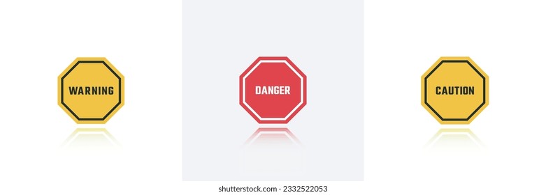  Warning vector icon Flat Icon Solid style.Danger warning attention icon outline sign.Caution warning Traffic sign style. Vector minimal trendy thin line Vector illustration
