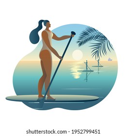 Vector icon in a flat style on the theme of surfing. Vector icon on the theme of surfing.