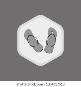 Vector icon of flip flops. Monochrome drawing on white background. Simple pattern for design of logo for market, postcards, posters, textiles.