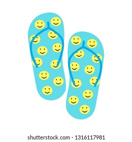 Vector icon flip flops with smiles. Eps 10