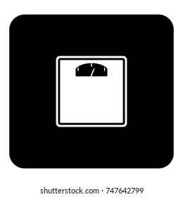 Vector icon of the floor scales for measuring the weight of a person. Vector white illustration on black background