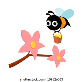 flor de icono vector y abeja