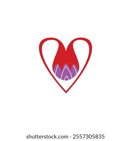 Vector icon of flower blooming in heart, element for love template