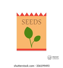 Vector icon of flower seed packet with sprout picture