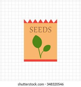 Vector icon of flower seed packet with sprout picture