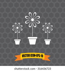 Vector Icon of Flower Vase on Dark Gray Background. Eps.10.