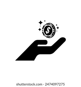Vector Icono de la moneda voladora dinero en mano