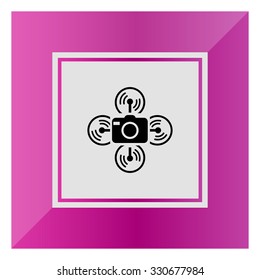 Vector icon of flying drone with spy camera