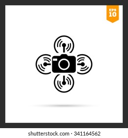 Vector icon of flying drone with spy camera
