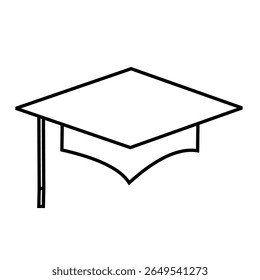 Vector icon of flying grad cap
symbolizing educational success,
completion and big achievement,
line art style illustration.
