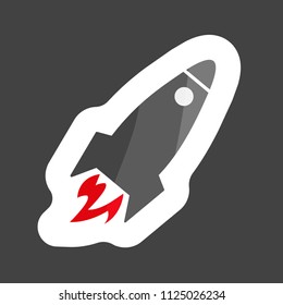 Vector icon flying rocket. Rocket Icon colored sticker. Layers grouped for easy editing illustration. For your design.
