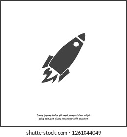  Vector icon flying rocket. Rocket icon on white isolated background. Layers grouped for easy editing illustration. For your design.