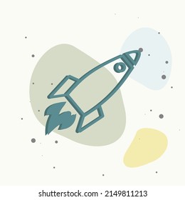 Cohetes voladores de iconos vectores. Icono de cohete en fondo multicolor. Capas agrupadas para una ilustración de edición sencilla. Por tu diseño.