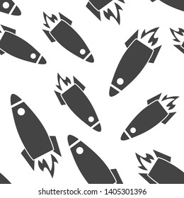 Vector icon flying rocket. Rocket Icon seamless pattern on a white background.