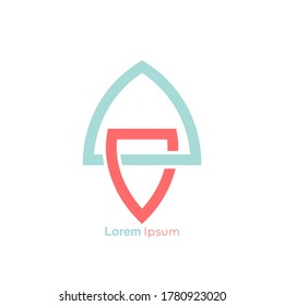 Vector icon of flying spaceship. Rocket ship logo.
