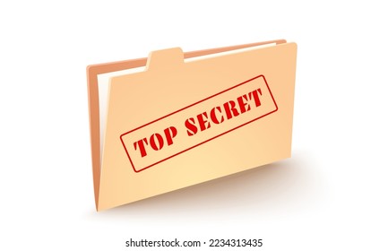 Vector icon of folder with stamp of top secret. Modern icon of folder.